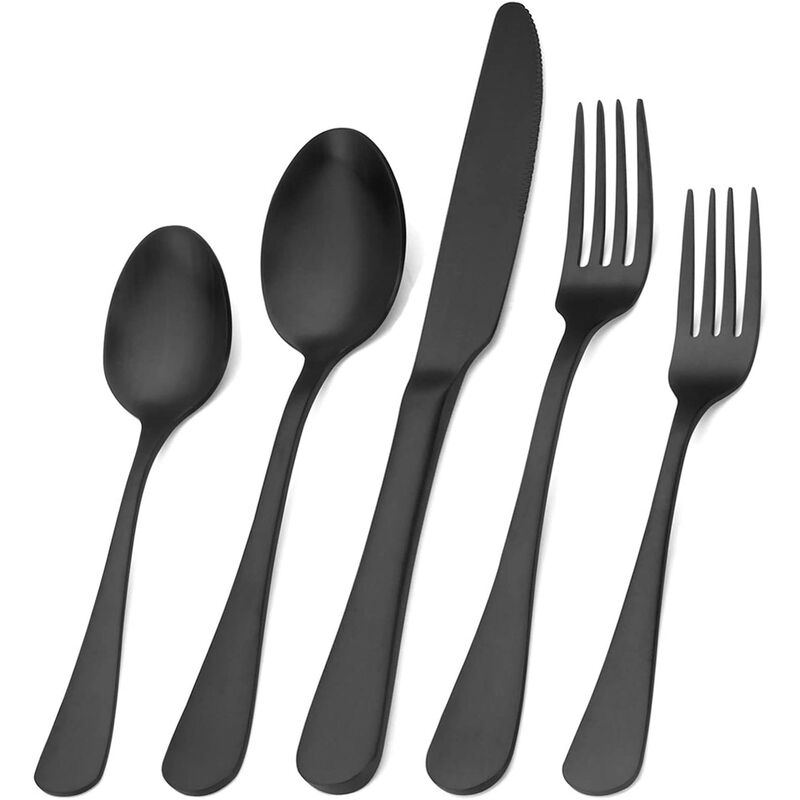 

Juego de 5 piezas de plata, juego de cubiertos de acero inoxidable con acabado satinado, servicio de juego de utensilios de cocina, juego de