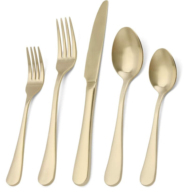 

Juego de 5 piezas de plata, juego de cubiertos de acero inoxidable con acabado satinado, servicio de juego de utensilios de cocina, juego de vajilla