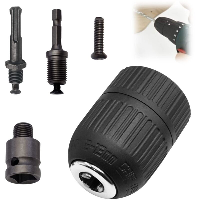 Juego de 5 portabrocas para mandriles sin llave, broca SDS, adaptador para destornillador de impacto, para multiherramienta rotativa