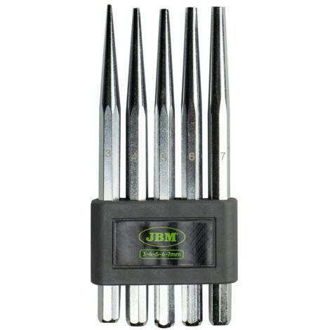 JUEGO DE 5 PUNZONES CONICOS 3,4,5,6,7MM JBM CALIDAD Y RESISTENCIA