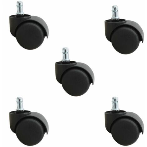 Juego de 5 ruedas giratorias para taburete o silla de oficina - negro