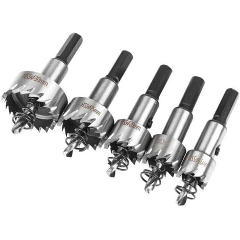 Juego de 5 sierras de corona HSS - Corte de madera, plástico y metal - Obras - 16/18,5/20/25/30 mm, cobalto - Para profesionales y aficionados al bricolaje