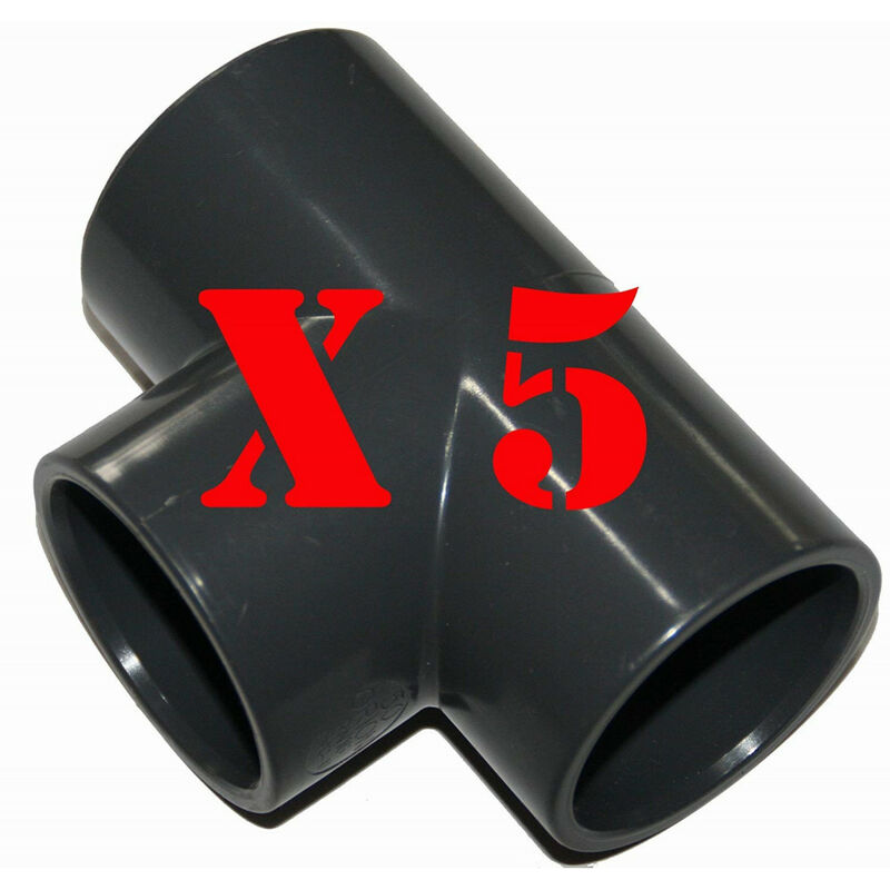 

juego de 5 tes de presión de PVC de 90° de ø 50 mm para pegar