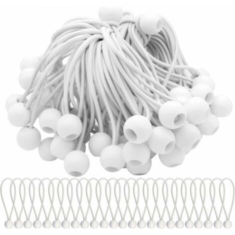 Juego de 50 cuerdas elásticas tensoras con bolas elásticas elásticas para carpas, tiendas de campaña, pancartas y lonas, 15 cm