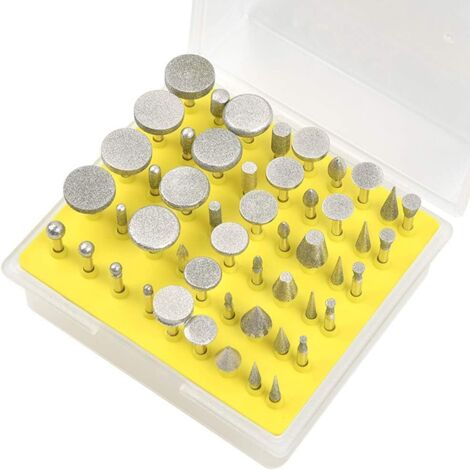 Juego de 50 fresas de diamante con vástago de 3 mm de grano, fresas rotativas para tallar, esmerilar y pulir.