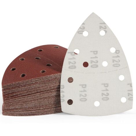 Juego de 50 hojas de papel de lija para lijadoras, 105 mm x 152 mm, grano P120, soporte de lijado, adecuado para lijar acero inoxidable y madera