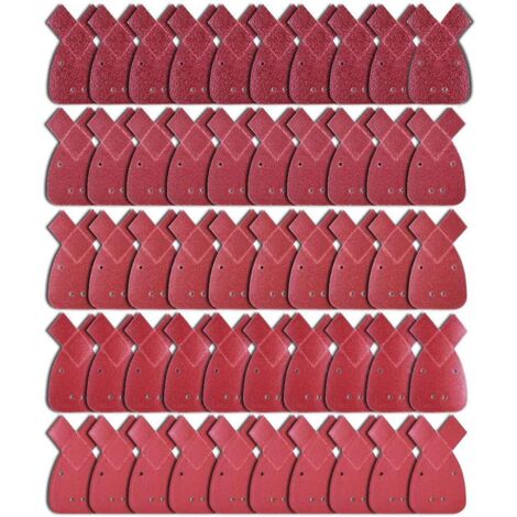 Juego de 50 lijas triangulares de 170 x 140 x 95 mm, compatibles con ratón lijadora DNX148751, tamaños de grano 40, 60, 80, 120 y 240.