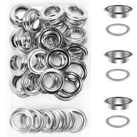 Juego de 50 ojales, kit de ojales de 20 mm para lonas, reparación de tiendas de campaña, color plata.