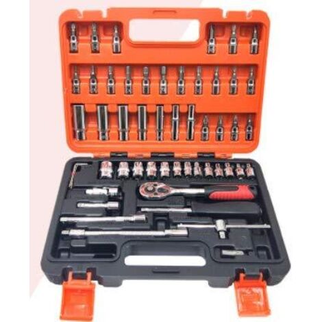 Juego de 53 piezas de puntas de destornillador y llaves de vaso de 1/4" con puntas de alta calidad para bricolaje y reparaciones automotrices.