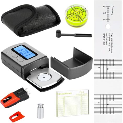 Juego de 6 adaptadores y ajustes para tocadiscos con escala digital, medidor de proyección, dispositivo de medición de azimut y cepillo de limpieza, kit de aguja USB para tocadiscos para brazo de lect