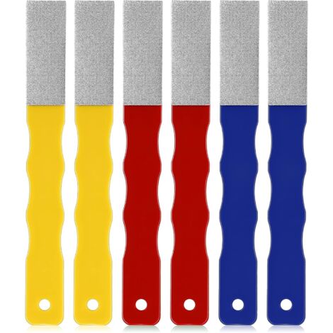Juego de 6 afiladores de cuchillos de diamante de colores, paleta de diamantes, herramienta para afilar cuchillos de exterior, lima plana de mano, afilador de cuchillos de caza