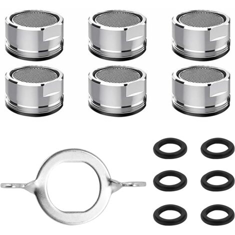 Juego de 6 aireadores de grifo, punta de filtro de grifo, adaptador de grifo aireador, pieza de repuesto con juntas y llave de aireador de grifo