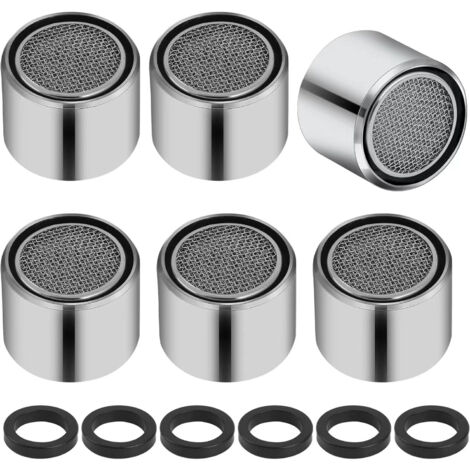Juego de 6 aireadores para grifo, adaptador de aireador para grifo de fregadero de cocina con carcasa de latón macizo, filtro ahorrador de agua con rosca interna de 55/64 pulgadas con arandela, apto p