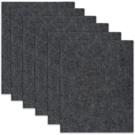 Juego de 6 almohadillas de fieltro autoadhesivas, 16 x 20 cm, fieltro para automoción, autoadhesivas, duraderas, 4 mm de grosor, cuadradas, antideslizantes, para muebles, gris oscuro.