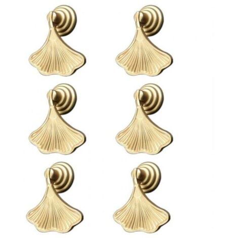 Juego de 6 asas de hoja de ginkgo dorada con colgante de gota