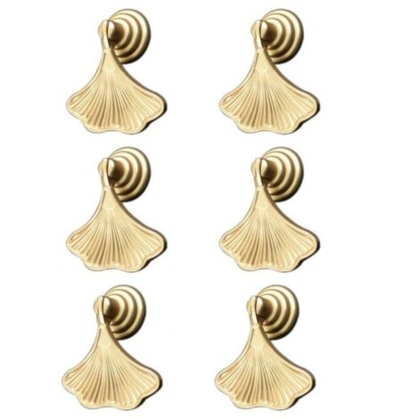 Juego de 6 asas de hoja de ginkgo dorada con colgante de gota