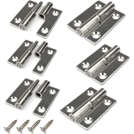 Juego de 6 bisagras de puerta desmontables de acero inoxidable 304 para puertas interiores y exteriores de 1,5 pulgadas, mano izquierda.