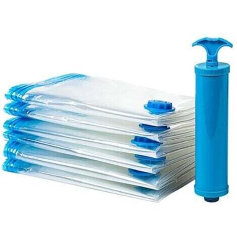 Juego de 6 bolsas de vacío con bomba – 80 x 120 cm – azul, bolsas de vacío XXL