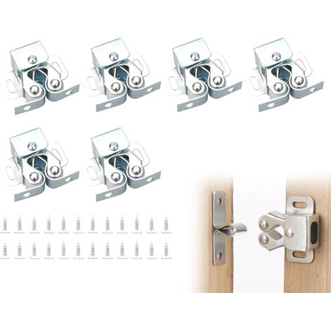 Juego de 6 cierrapuertas con tornillos de doble rodillo, cierrapuertas para armarios, cerraduras para armarios, herrajes y pernos para puertas, cierrapuertas, puertas para muebles de hogar, armarios (
