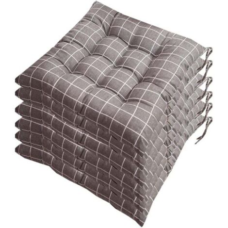 Juego de 6 cojines para silla 40x40 cm, cojines decorativos, cojines para silla, cojines para jardín, 12 patrones de acolchado en uno, varios estampados, poliéster (A)