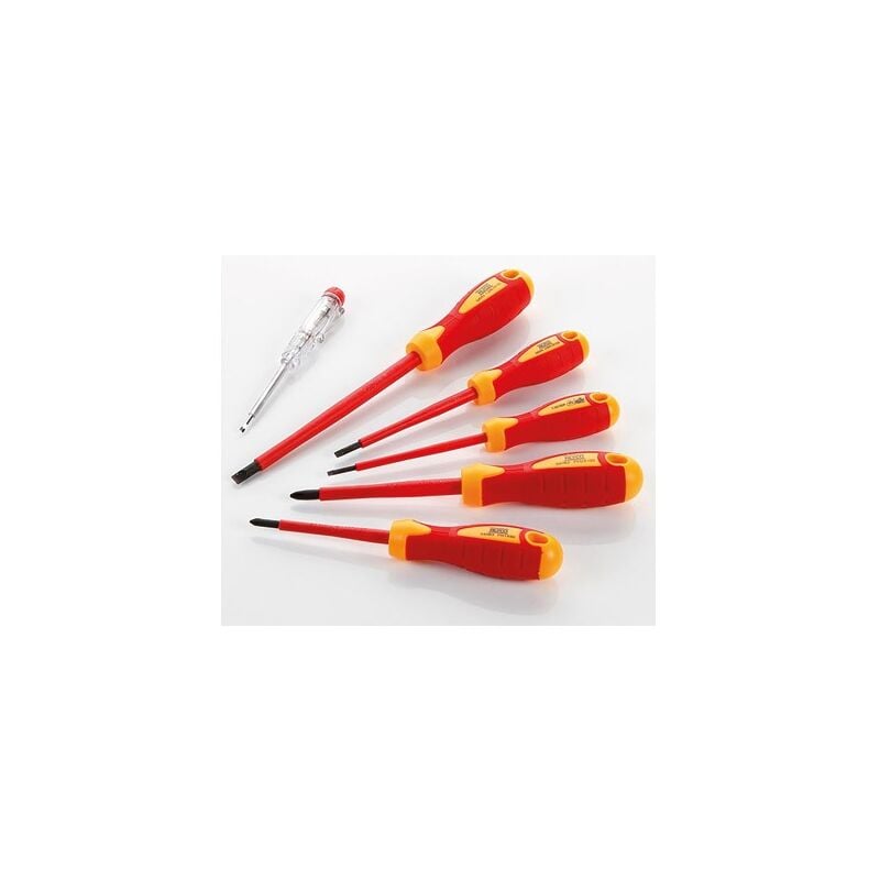 Alyco - destornillador aislado 1000 v (juego 6 piezas) 3 sl + 2 ph + tester - 170446