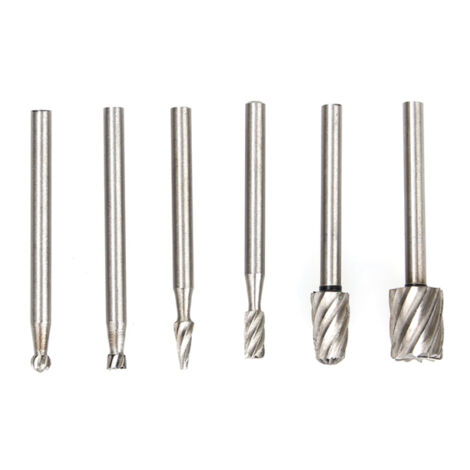 Juego de 6 fresas HSS para herramientas rotativas, diámetro de cabeza de 3,17 mm a 8 mm, SG