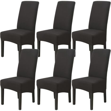 Juego de 6 fundas para sillas de comedor (negras), fundas elásticas para sillas grandes universales, lavables, fáciles de limpiar para la decoración del comedor y la sala de estar