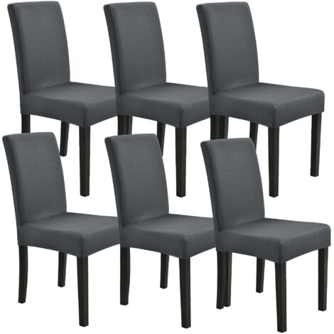 Juego de 6 fundas protectoras elásticas para silla color gris oscuro 030010666