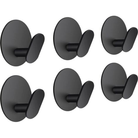 - Juego de 6 ganchos autoadhesivos de acero inoxidable, resistentes al agua y al óxido, para colgar en la pared sombreros, abrigos y toallas, color negro mate