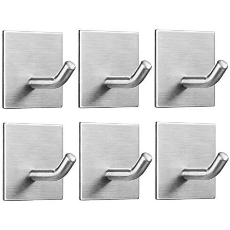 Juego de 6 ganchos de pared autoadhesivos plateados