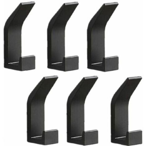 Juego de 6 ganchos de pared, toallero, gancho para puerta sin taladrar, gancho de aluminio, colgador de pared autoadhesivo, color negro