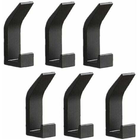 Juego de 6 ganchos de pared, toallero, gancho para puerta, sin taladrar, ganchos de aluminio, perchero de pared autoadhesivo, color negro