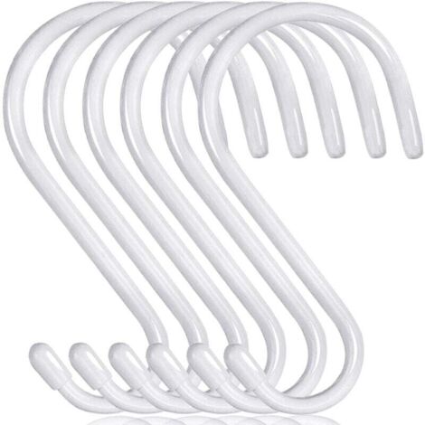 Juego de 6 ganchos en forma de S resistentes KZQ, con revestimiento de goma, antideslizantes, de metal, para armarios, jardín, garaje y cocina.