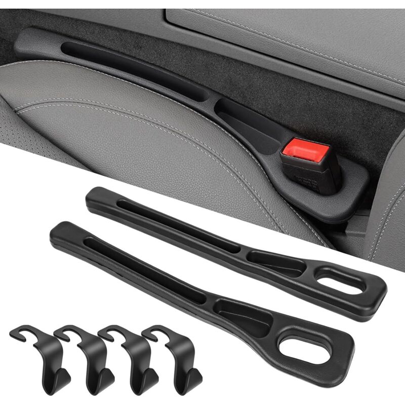 Juego de 6 ganchos para reposacabezas de coche, 4 ganchos de almacenamiento con 2 rellenos de huecos para asientos de coche, ganchos de plástico y