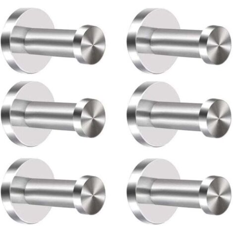 Juego de 6 ganchos para ropa y toallas de acero inoxidable para montaje en pared en cromo.