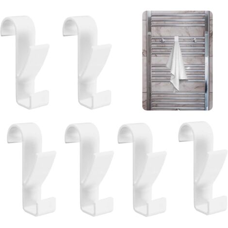 Juego de 6 ganchos para secar toallas, gancho para toallas de baño, gancho para radiador, gancho para baño, gancho para toallas, para todos los radiadores estándar (blanco)