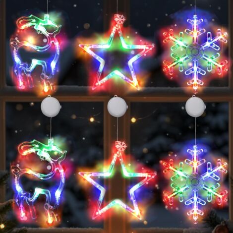 Juego de 6 luces LED navideñas para ventana