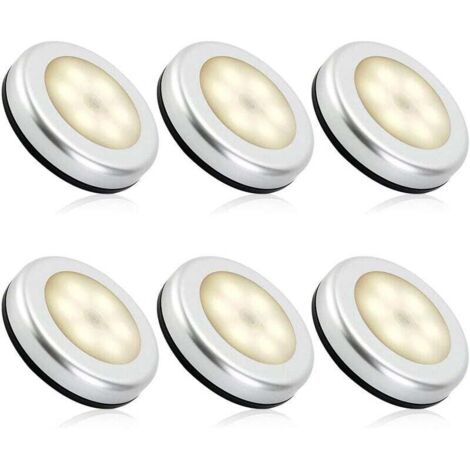 Juego de 6 luces nocturnas LED blancas cálidas con sensor, ideales para armarios, vestidores, pasillos y habitaciones infantiles. Encendido y apagado automático. Adhesivo 3M.