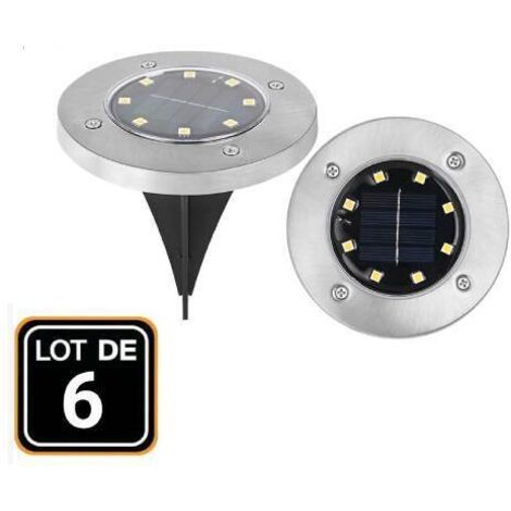 Juego de 6 luces solares de suelo, 8 LED, impermeables, para caminos, césped, patios, entradas de vehículos, piscinas, luz blanca cálida.
