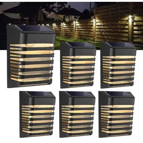 Juego de 6 luces solares para exteriores, apliques solares impermeables con modo pulsante/constante, luces solares para vallas, luces para jardín.