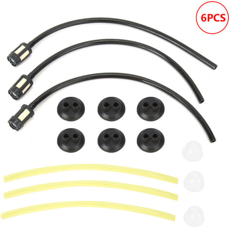 Juego de 6 mangueras de combustible de plástico universales para desbrozadoras y cortacéspedes – 24,5 cm