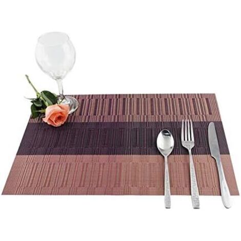 Juego de 6 manteles individuales de PVC lavables, modernos, resistentes al calor y antideslizantes, para cocina y comedor, 45 x 30 cm (degradado rojo y negro).