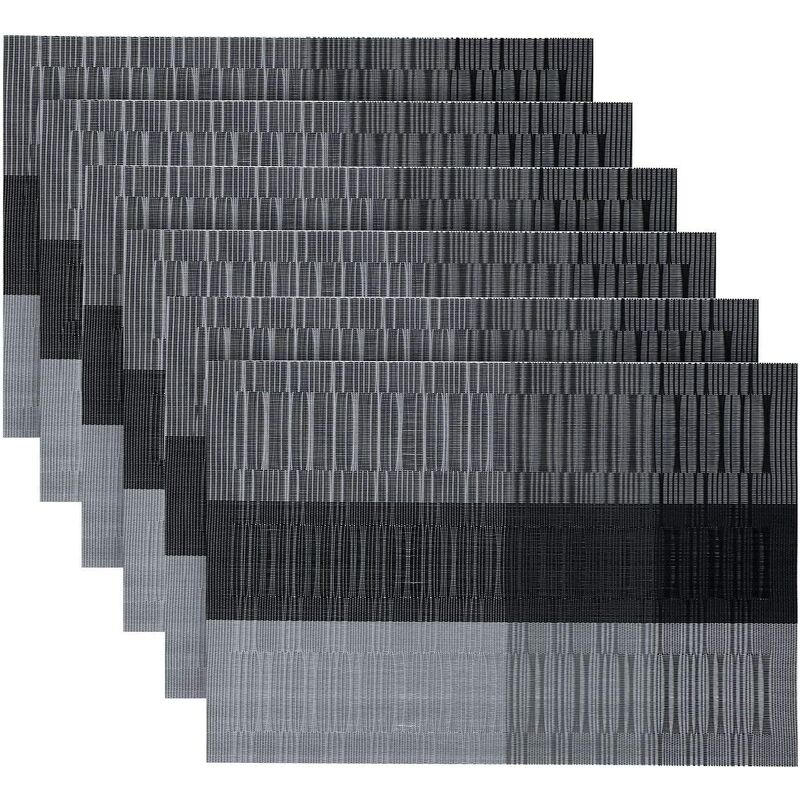 

Juego de 6 manteles individuales de PVC, mantel individual tejido, 30 * 45 cm, negro y gris