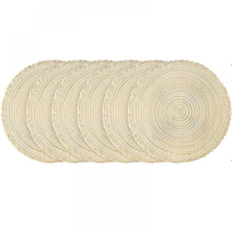 Juego de 6 manteles individuales redondos de tela de 18 cm, lavables, antideslizantes, resistentes al calor, con posavasos para uso interior y exterior.