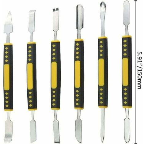 Juego de 6 mini herramientas metálicas de desmontaje de doble punta para teléfonos móviles y tabletas.