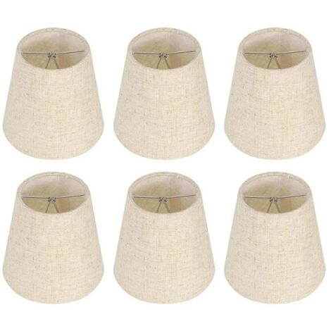 Juego de 6 pantallas para lámparas de araña de 12,7 cm (5 pulgadas), mini pantallas cilíndricas con clips para lámparas de mesa, apliques de pared, repuestos, mini pantallas de lámparas en lino natura