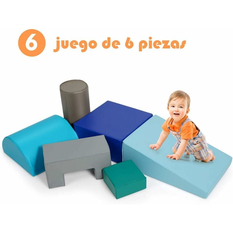 

Juego de 6 Piezas Bloques de Espuma Figuras de Construcción Juguete Educativo para Niños Escalar y Caminar