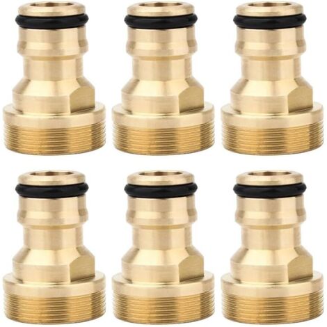 Juego de 6 piezas de accesorios de latón para grifo, acoplamiento rápido, apto para tuberías con rosca macho, adaptador universal para grifo, apto para grifos, cocinas y jardines.