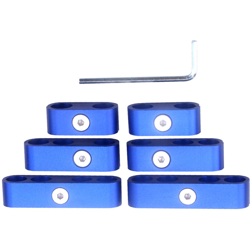 

Asupermall - Juego de 6 piezas de divisor de cable de bujia de aleacion de aluminio de alta calidad 7 mm 8 mm 9,5 mm,azul