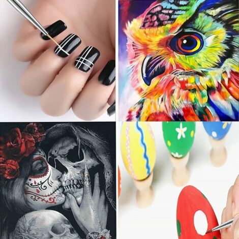 Juego de 6 pinceles para pintar con detalles finos, punta de artista profesional, pinceles en miniatura, líneas finas para pintura al óleo acrílica con acuarela detallada